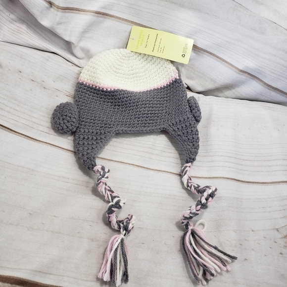 Taylor Joelle Sock Monkey Knit Hat Tassel Straps Infant 3-6 Months Cotton - Picture 4 of 8
